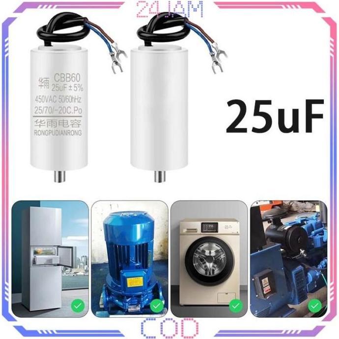 FARMUKE Kapasitor Kompresor Listrik 25uf Kapasitor Cbb60 25uf Kapasitor 25uf 450V Capacitor