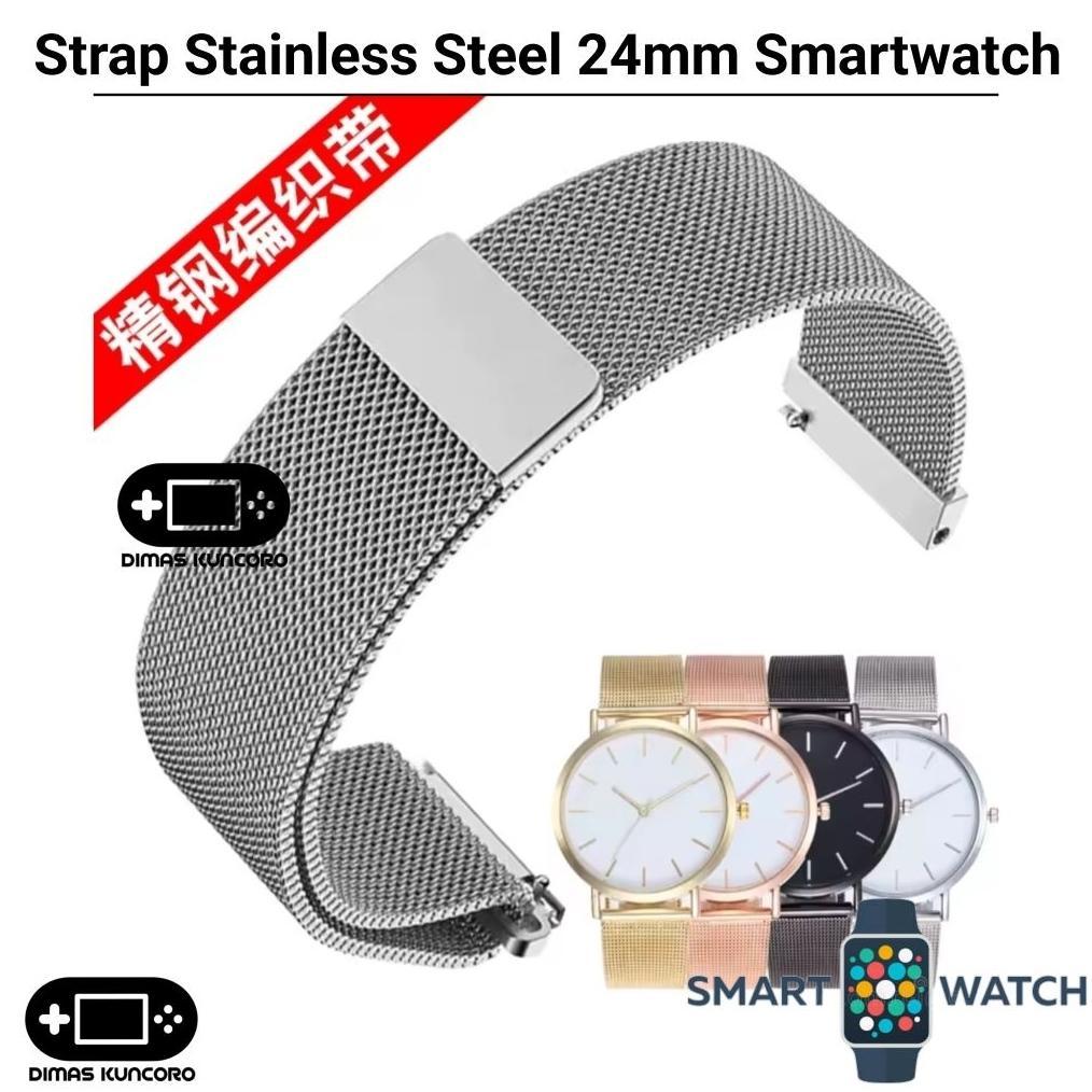 Strap Stainless Steel 24mm Smartwatch tali jam tangan mesh rantai pasir north edge laker 2 apache 3 