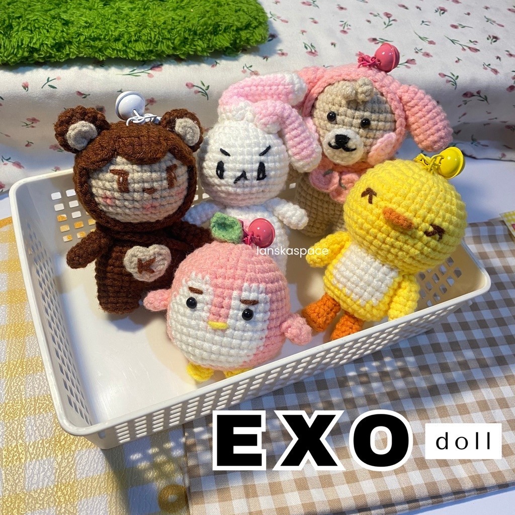 [LANSKASPACE] Boneka EXO | Gantungan Kunci Boneka Rajut EXO | Keychain Crochet