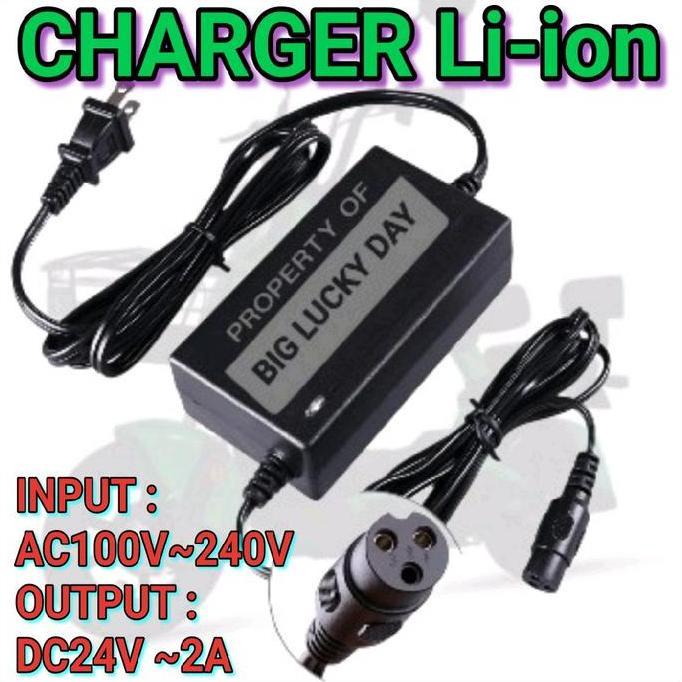CHARGER BATERAI LI-ION MODEL SJT-65E INPUT VOLTASE AC 100V-240V OUTPUT DC 42V 2A KUALITAS PREMIUM UN