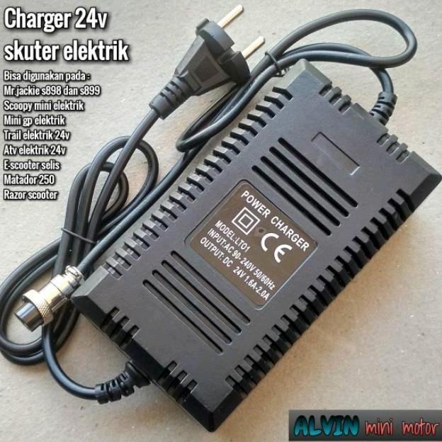 CHARGER 24V 1.6A - 2A SKUTER ELEKTRIK MR.JACKIE S898 S899 E-SCOOTER SELIS CAS CASAN SCOOTER LISTRIK 