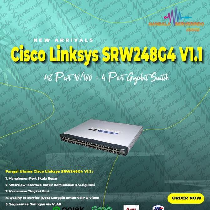 Cisco Linksys SRW248G4 V1.1 48 Port 10/100 + 4  Port Gigabit Switch