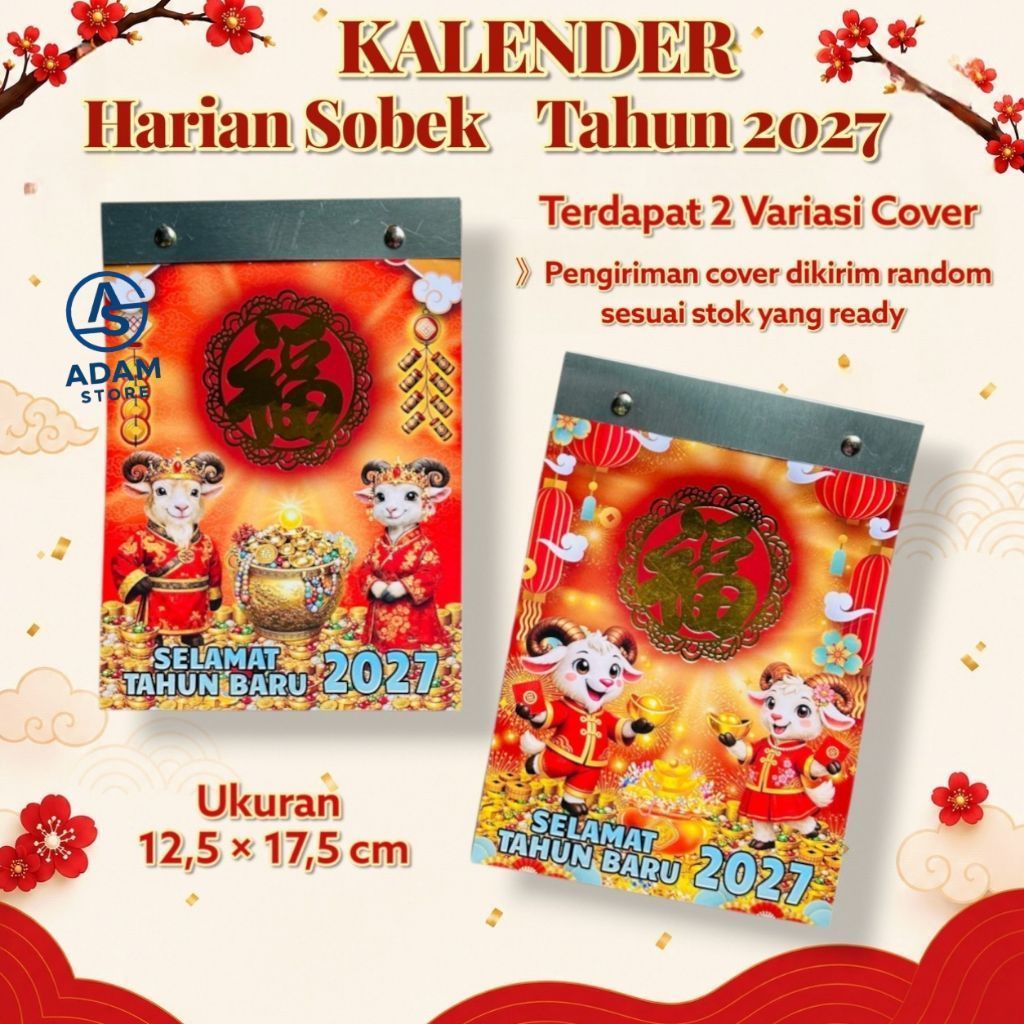 Kalender harian sobek TH tahun 2027 ukuran medium tanggalan harian sobek 2027