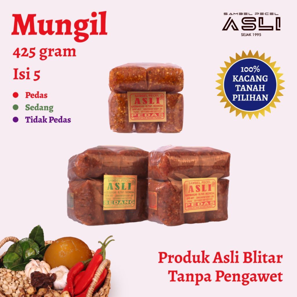 Sambel Pecel Asli Kemasan 425 Gr (Mungil) | Bumbu Pecel Instan | Pecel Asli Blitar | Pecel Blitar En