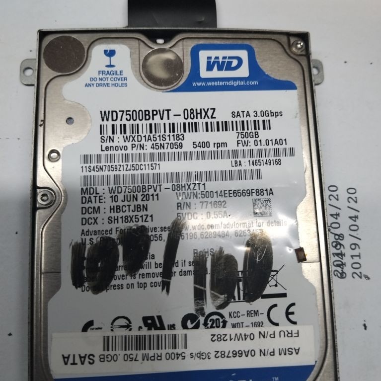 harddisk laptop WDblue 750GB 2.5" tebal