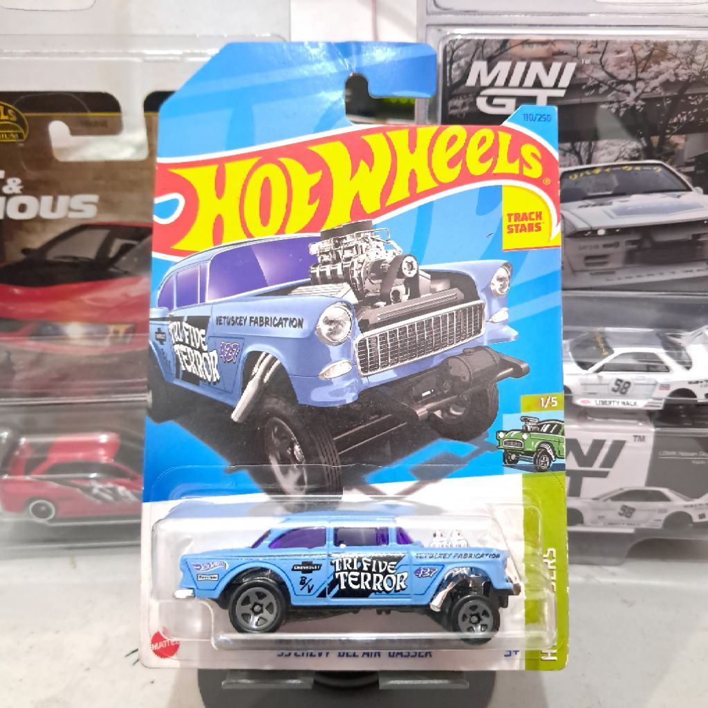 Hot Wheels 55 Chevy Bel air gasser biru- Hot Wheels 55 Chevy Bel air gasser blue