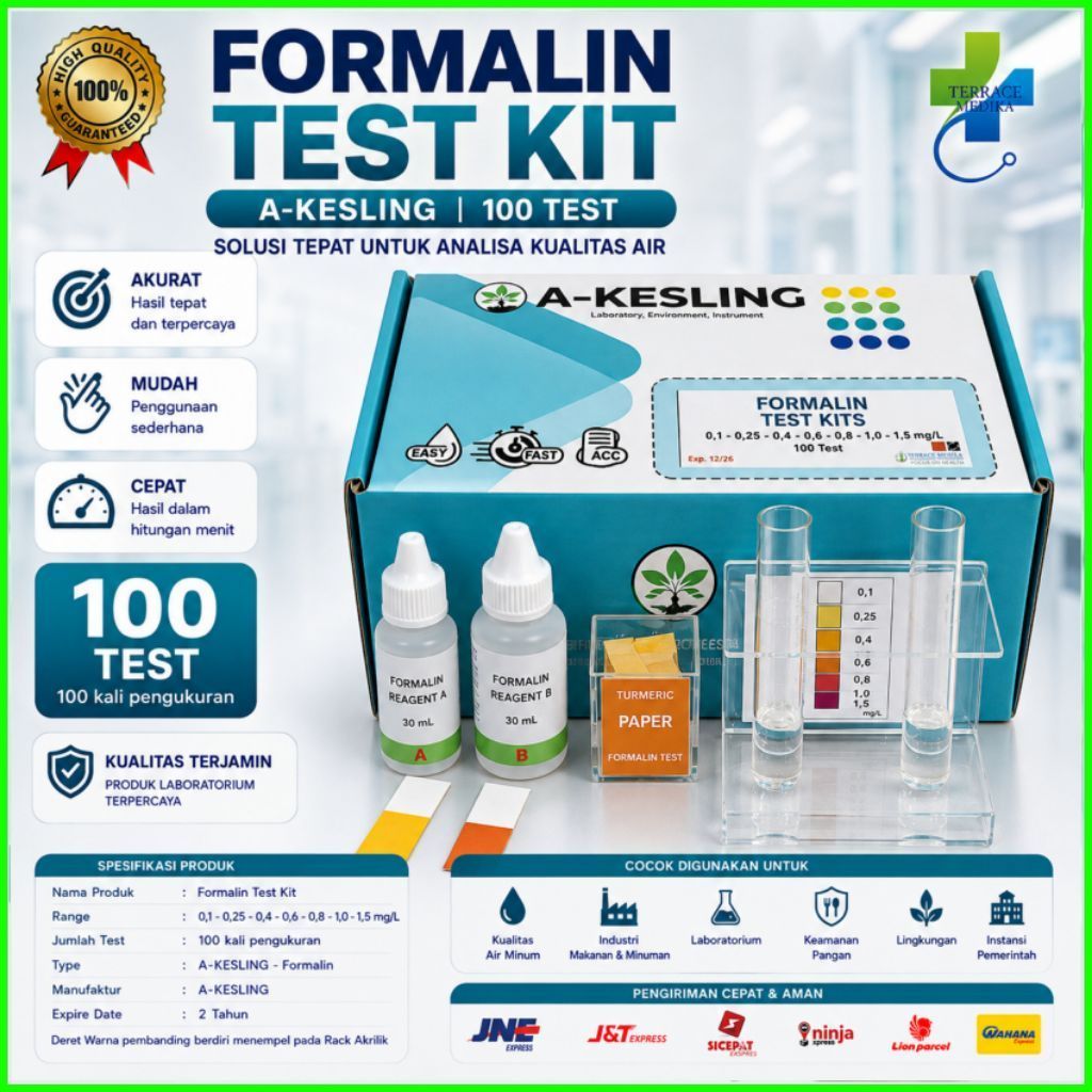 Formalin Test Kit A-KESLING 50 dan 100 Test Alat Uji Kadar Formalin Makanan Minuman