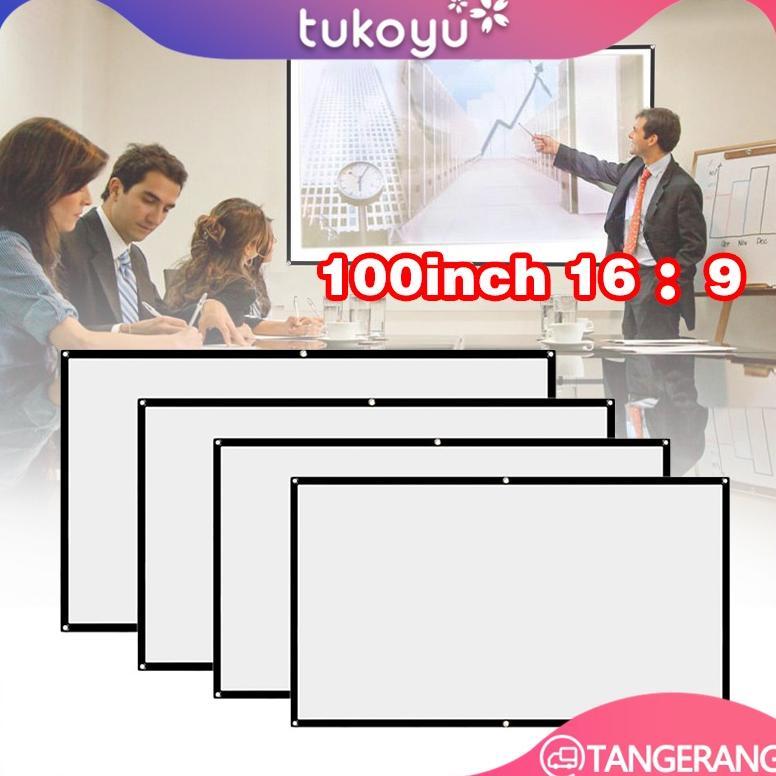 Layar Proyektor Portable 100 inch/Kain Layar Proyektor/Screen Projector/Projector Screen Portable
