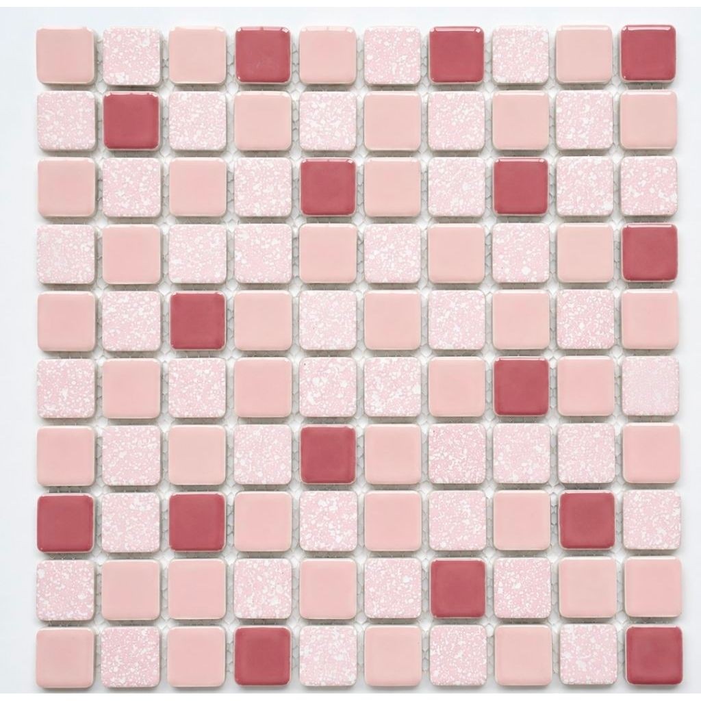 keramik mozaik dinding lantai estetik | keramik mozaik pink piece 30x30 cm