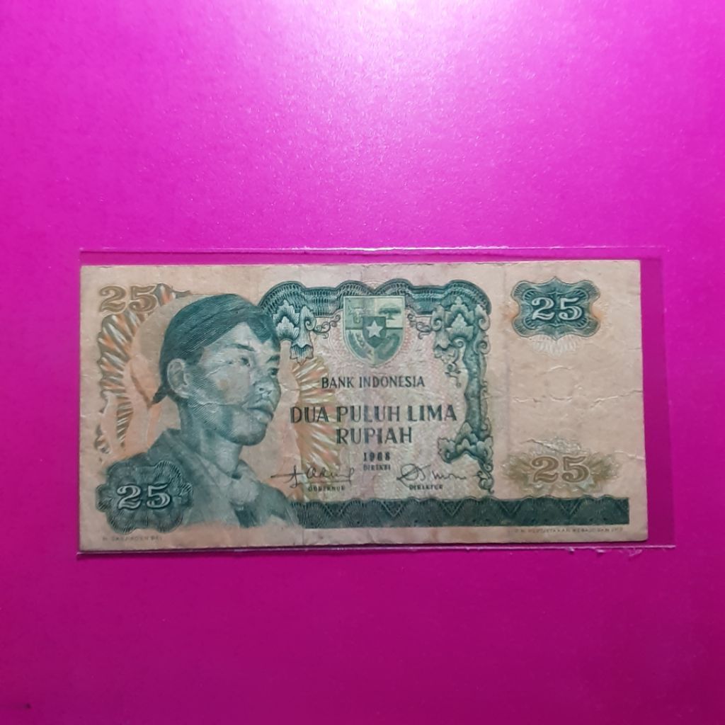 uang kuno 25 rupiah sudirman tahun 1968
