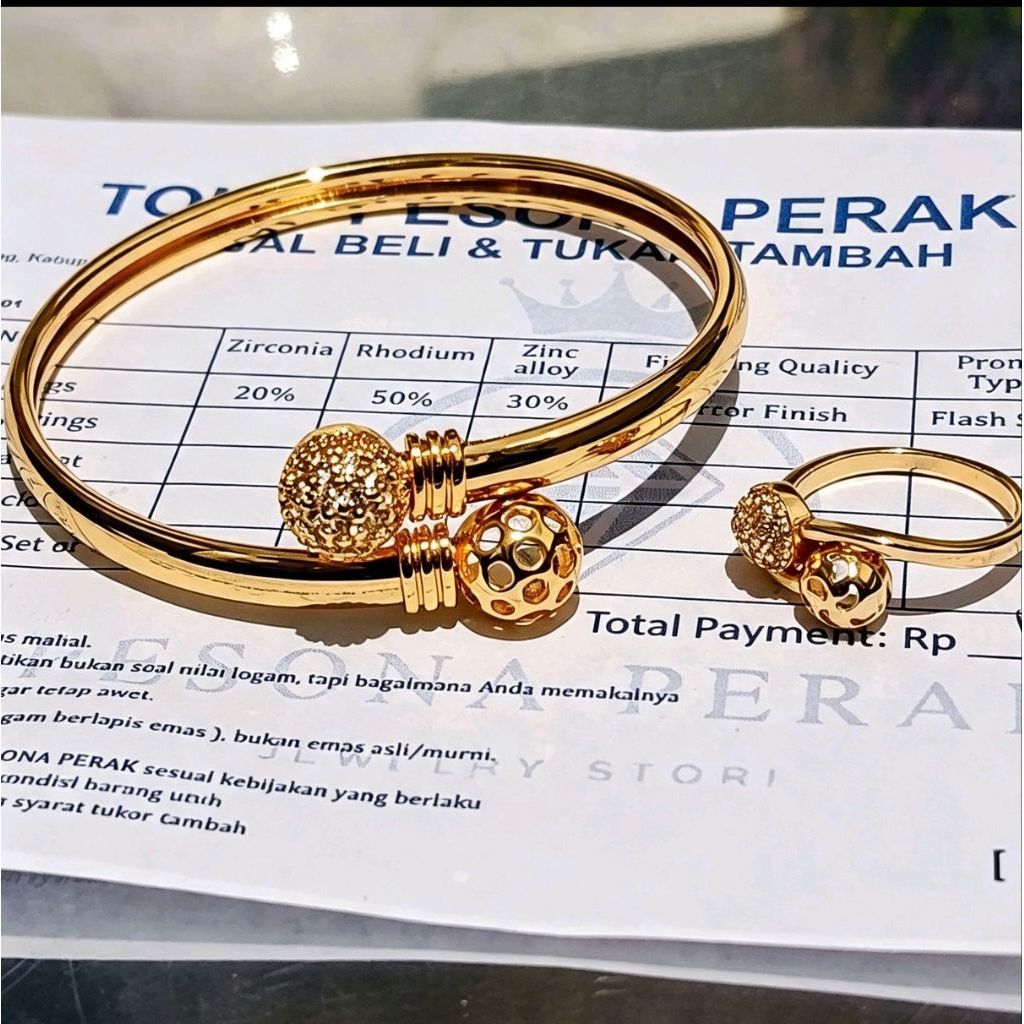 GELANG BOBA PERMATA FREE CINCIN SENADA BRACELET PERHIASAN WANITA BERLAPIS EMAS MUDA FREE SURAT DARI 