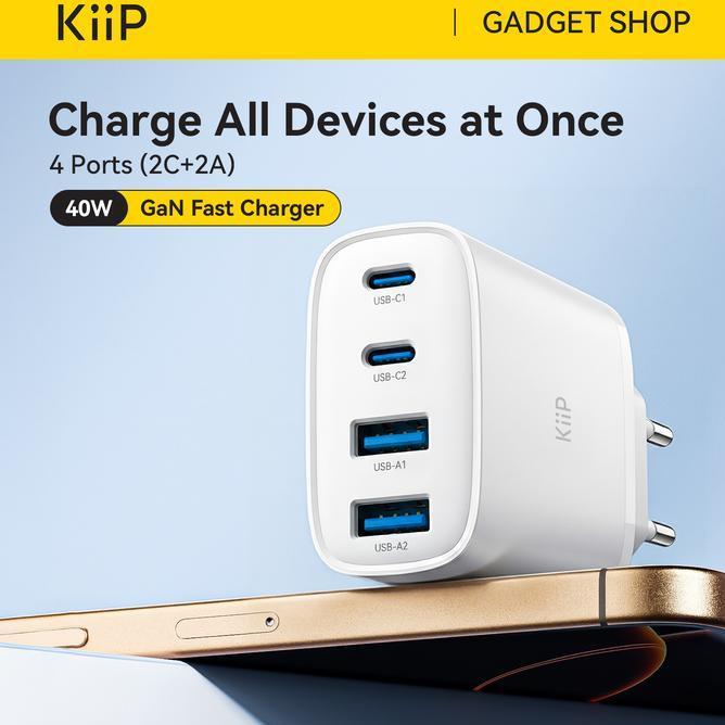 Kiip G40W Charger Adaptor Gan 40W 4Port Pd Fast Charging