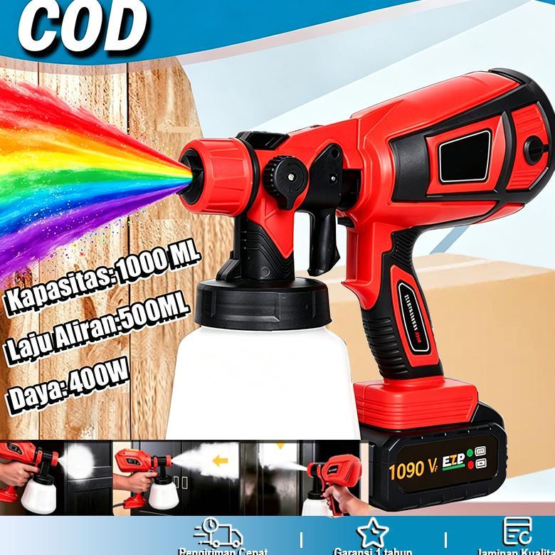 Electric Spray Gun Paint Sprayer Spraygun Cat Semprot Listrik 1000ML Rechargeable Alat Pengecatan Te