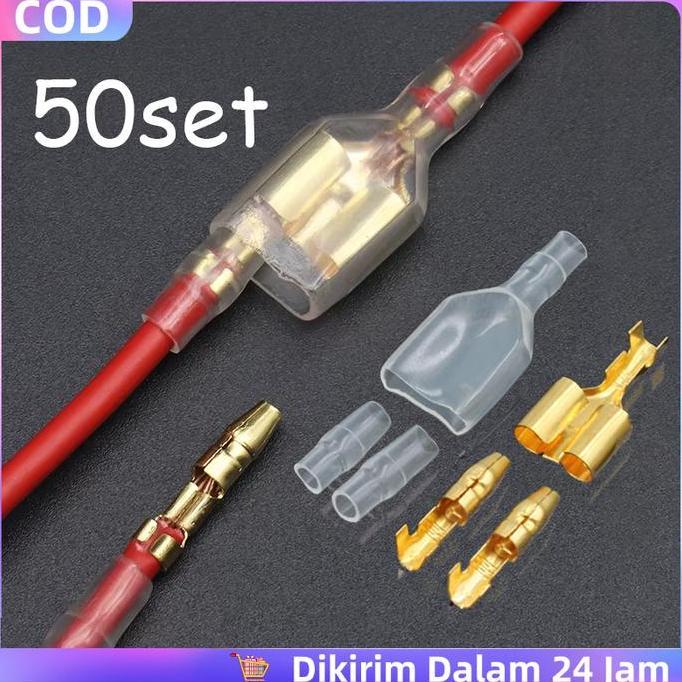 DJEESE Skun Terminal Bulat Female Male 50 set / Konektor Kabel Double Cabang Dua Universal / Untuk S