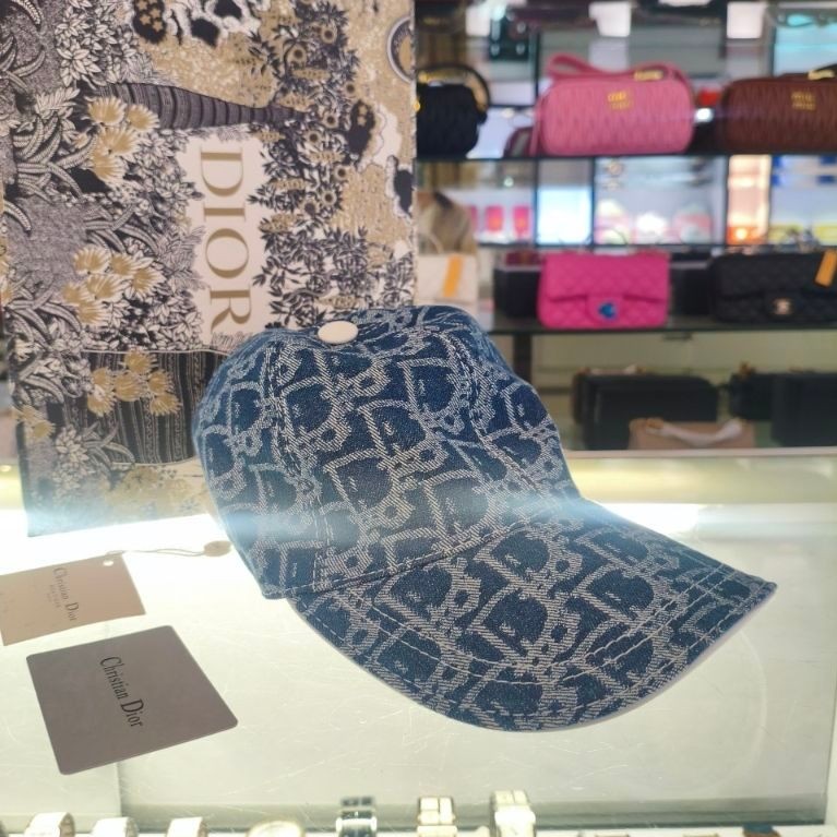 Topi Baseball Christian Dior motif monogram warna biru tua