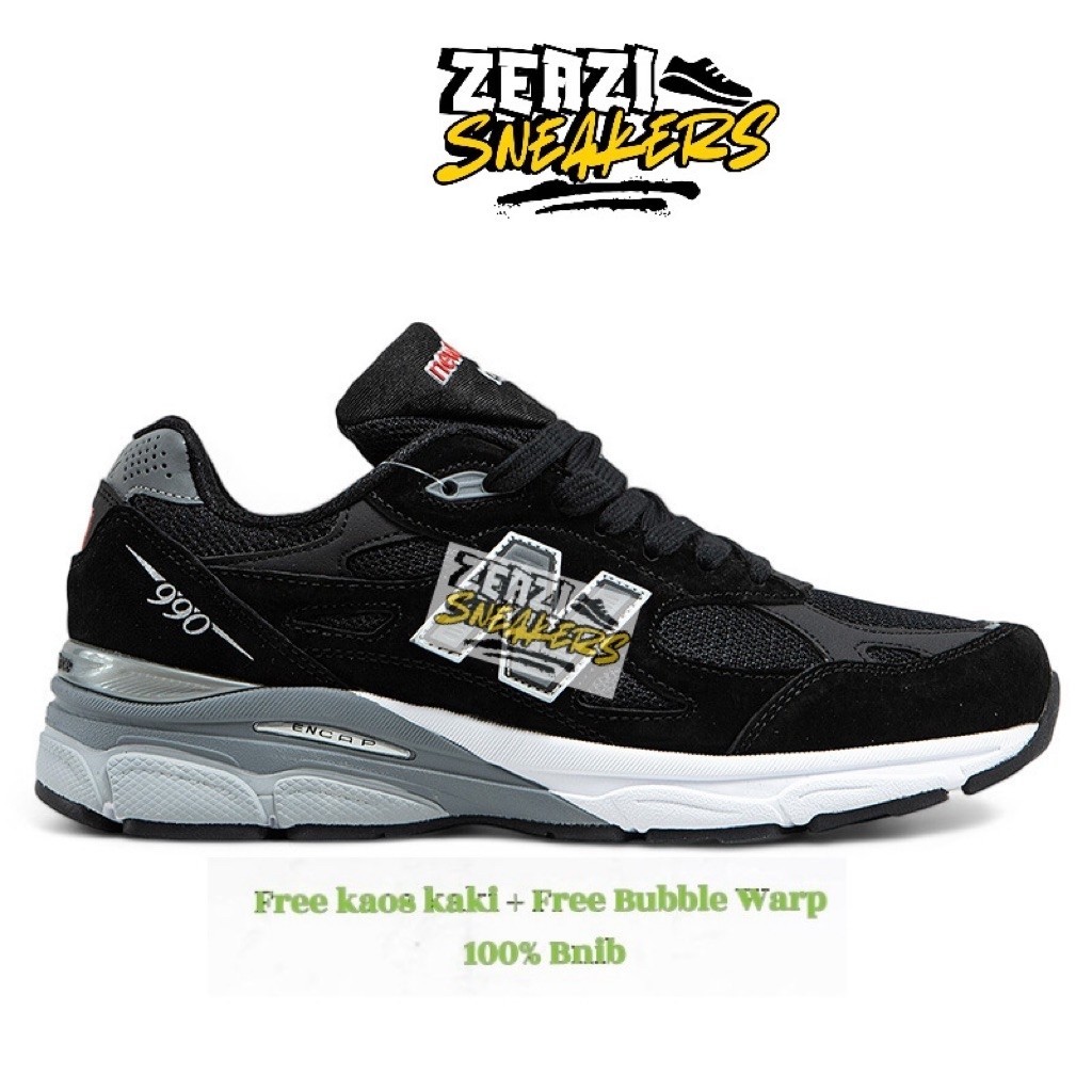 Sepatu sneakers 990V3 made in USA black white