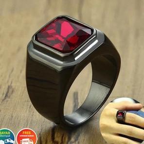 FAVORIT CINCIN TITANIUM PRIA MERAH RUBY SIAM PRIA SUPER KEREN - SUPER EKSLUSIF KEKINIAN