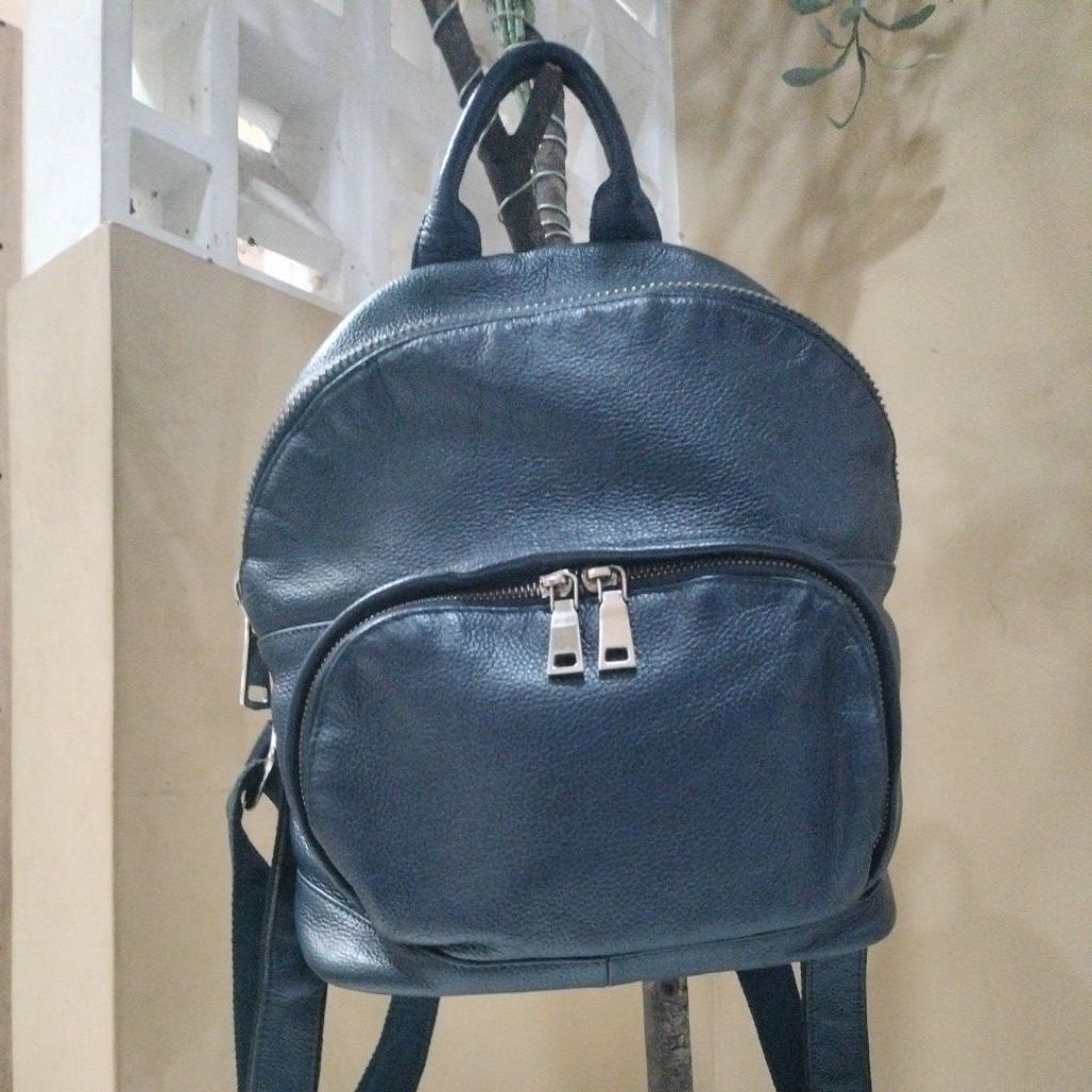 Ransel kulit asli navy PL
