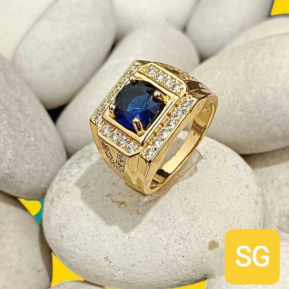 FAVORIT cincin batu pria titanium anti karat cincin pria batu cincin titanium cincin terbaru KEKINIA