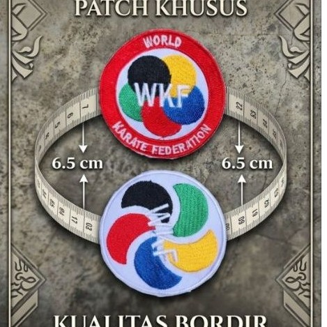 Patch Khusus World WKF Karate Federation bordir 6.5 cm untuk seragam karate,bet wkf,bet bordir wkf, 