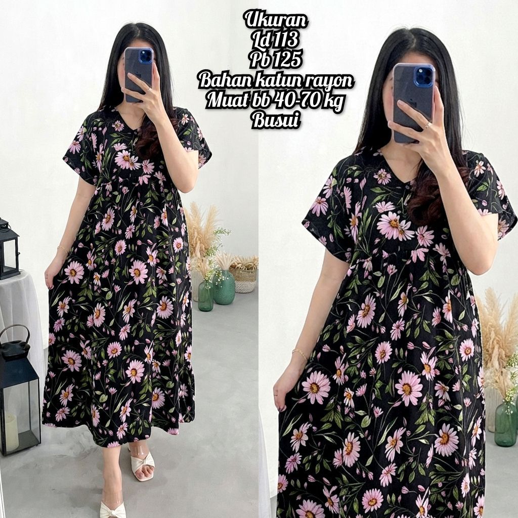 DASTER JUMBO LD 113  /DASTER IBU HAMIL/ DASTER BUSUI/ DASTER KEKINIAN/ MURAH/ HOMEDRESS DRESS KOREAN