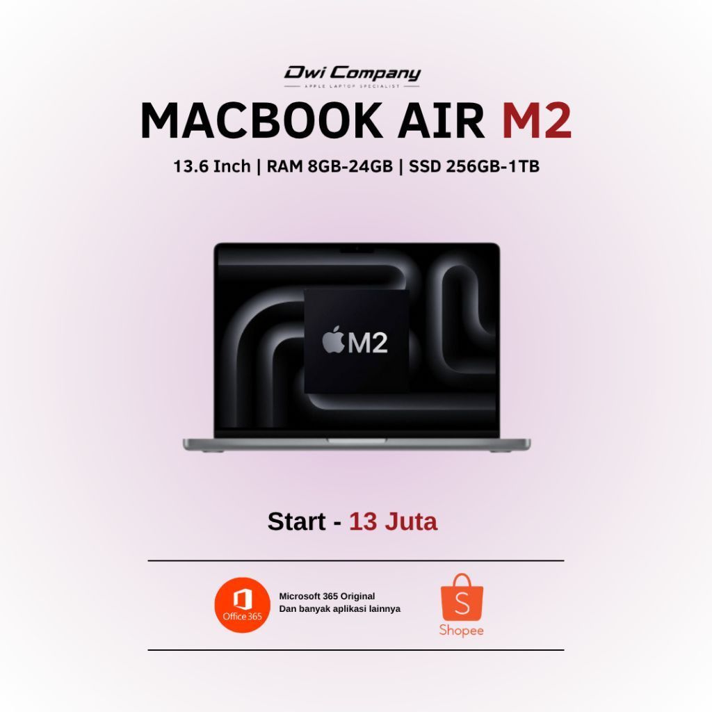 (Pre-Owned) Macbook Air M2 13inch 15inch 8GB 16GB 24GB 256GB 512GB 1TB Second Bergaransi