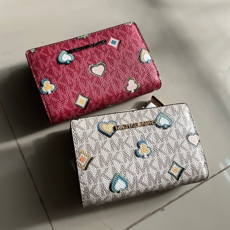 mk jet medium wallet colorblock- dompet medium mk