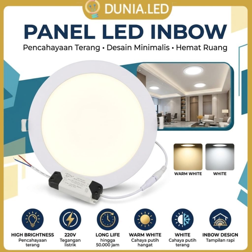 Lampu Panel Down light LED Inbouw IB 6 Watt Tipis BULAT