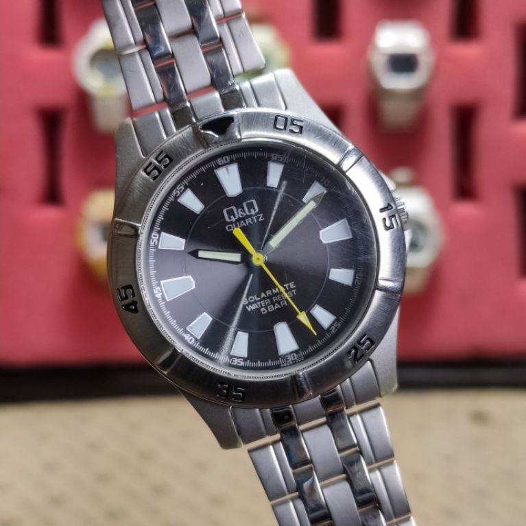 JAM TANGAN PRIA Q&Q SOLAR ROTATING BEZEL SECOND ORIGINAL