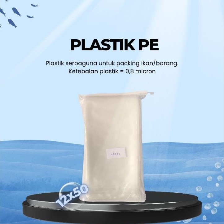 Plastik PE 0,8 Packing Ikan Discus Koki Louhan Ukuran 12X50, 15X50, 18X50, 20X50, 22X50, 25X55