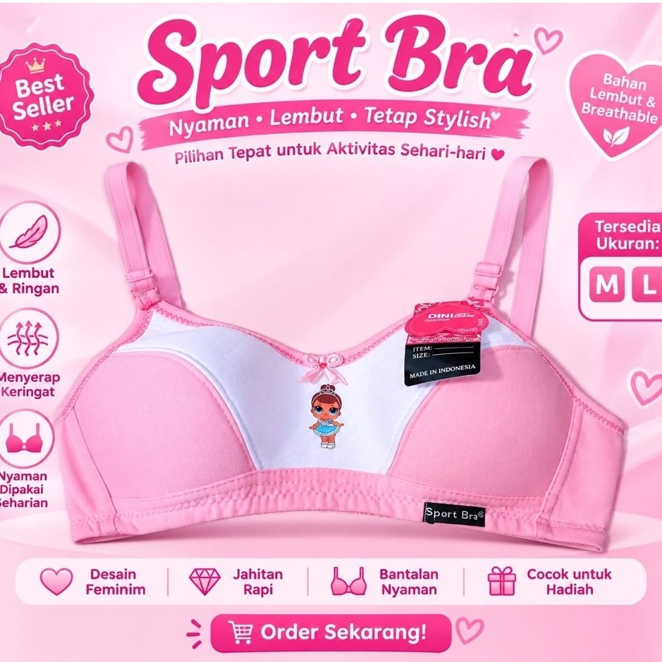 3 Pcs Bra Remaja (DINI) Lucu Tanpa Kawat Nyaman
