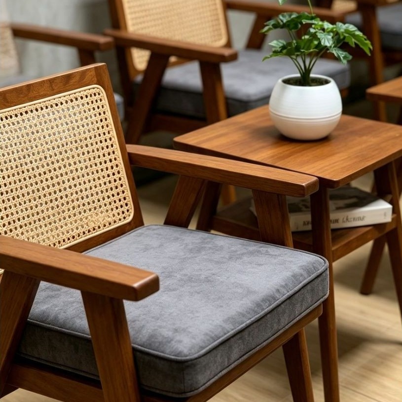KURSI CAFE / KURSI CAFE BANTALAN SOFA/KURSI SOFA KAYU TREMBESI / KURSI KAYU