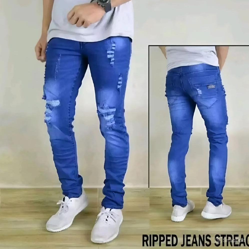 BEST SELLER JEANS SOBEK RIPED DENIM PRIA CELANA SOBEK RIPED GAUL JEANS SOBEK LUTUT RIPED BAHAN STREE