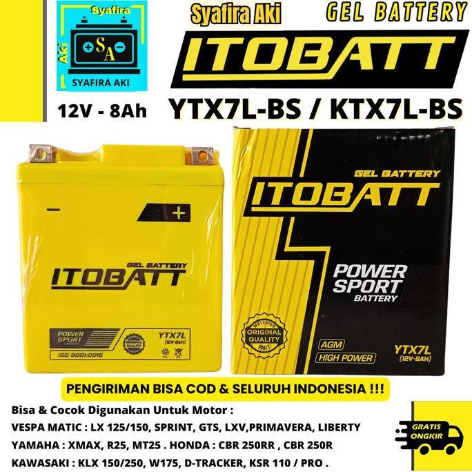 AKI VESPA PRIMAVERA ITOBATT GEL YTX7L-BS / KTX7L-BS 12V 8AH