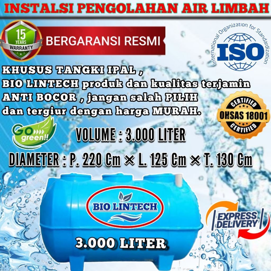 UNIT TANGKI IPAL MBG , 3.000 LITER IPAL DAPUR MBG , IPAL KLINIK IPAL MEDIS
