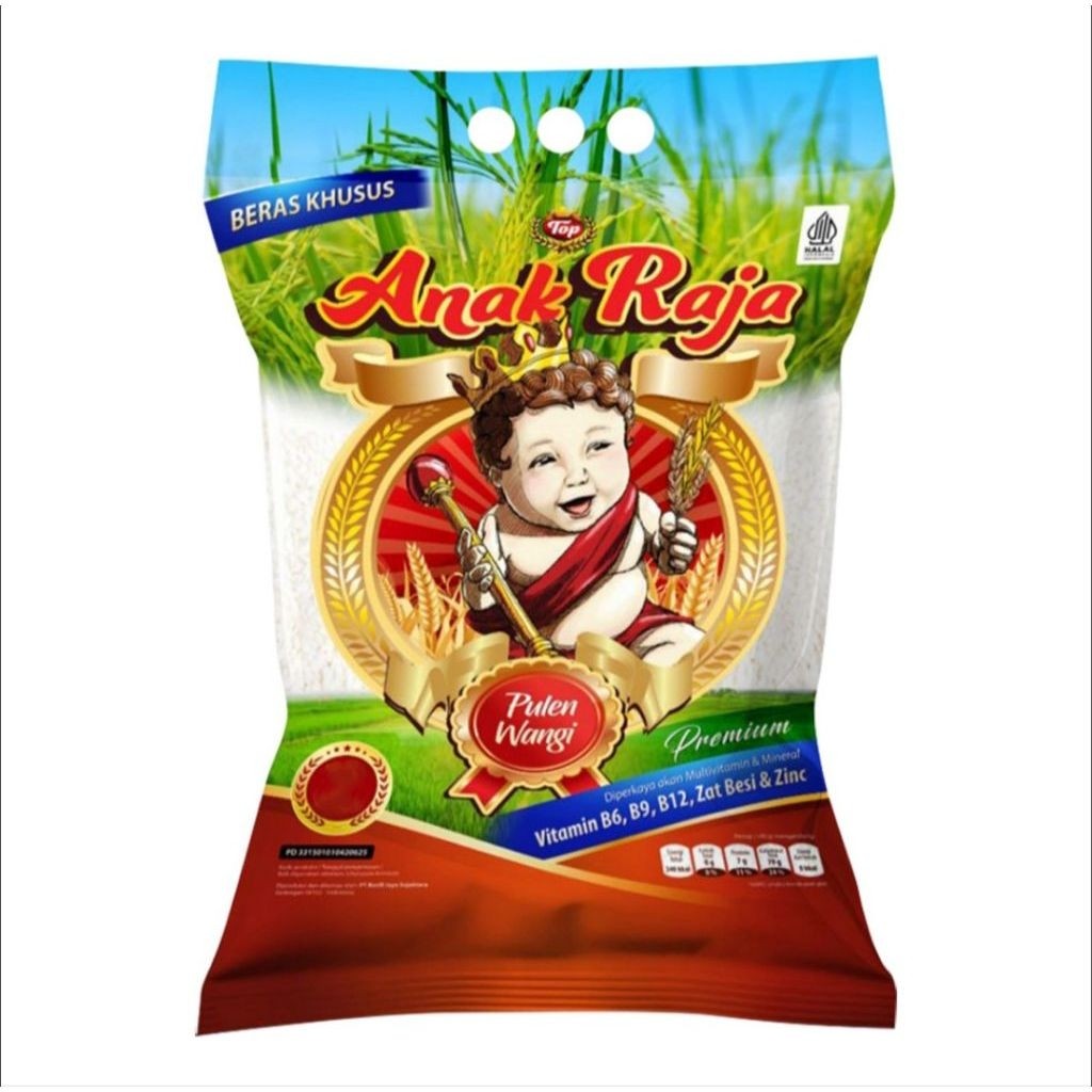 Beras Anak Raja Pulen Wangi 5kg/Beras Kemasan 5 kg Cap Anak Raja/Beras Pulen Anak Raja 5kg