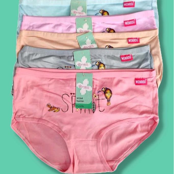 LUSINAN CELANA DALAM REMAJA WENROU FREE SIZE USIA 12 13 14 Cewek Karet cd  wanita  katun  adem