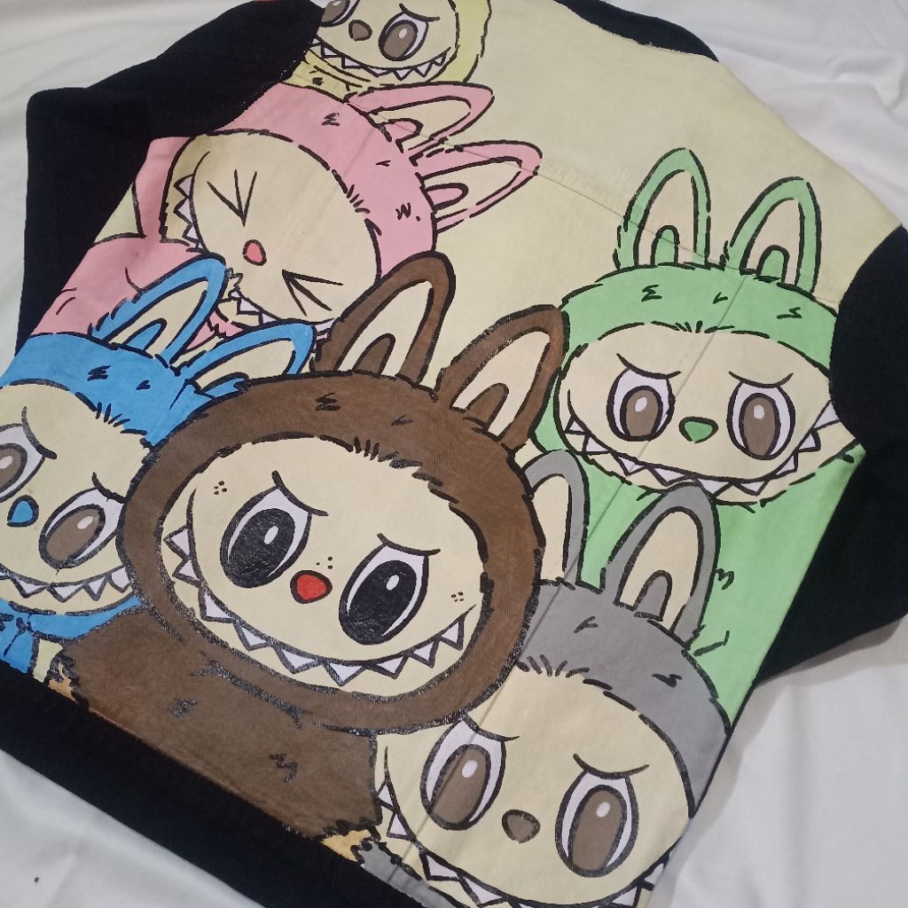Jaket Lukis Labubu / Denim Jacket / Jaket Jeans / Jaket Labubu Lucu