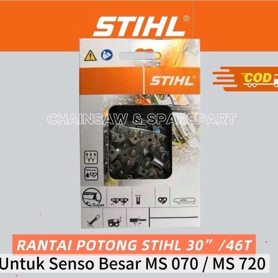 Rantai Bar Chainsaw 30 inch 46T untuk Chainsaw Besar Stihl MS 070 .Rantai Senso 30"/46T untuk Chains