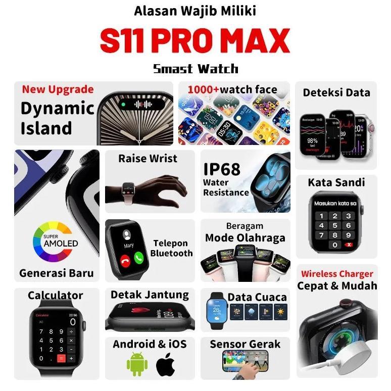NEW PRODUCT Samsung jam tangan Smartwatch S11 Pro Max Original with 1.9"HD Custom Wallpaper Bluetoot