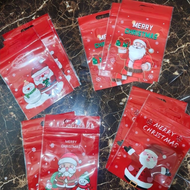 (10lbr) plastik Zipper natal/Imlek/hampers