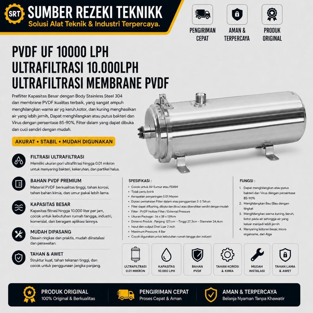 PVDF UF 10000 LPH ULTRAFILTRASI 10.000LPH ULTRAFILTRASI MEMBRANE PVDF