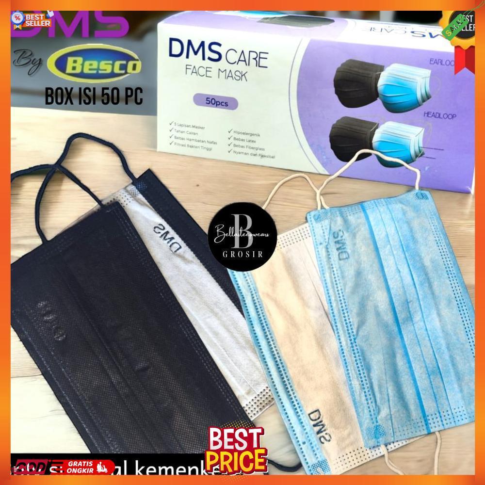 BESCO DMS - MASKER 3PLY ANTI VIRUS TEBAL MEDICAL GRADE Earloop BOX ISI 50pcs  KEMENKES - BIRU HIJAU 