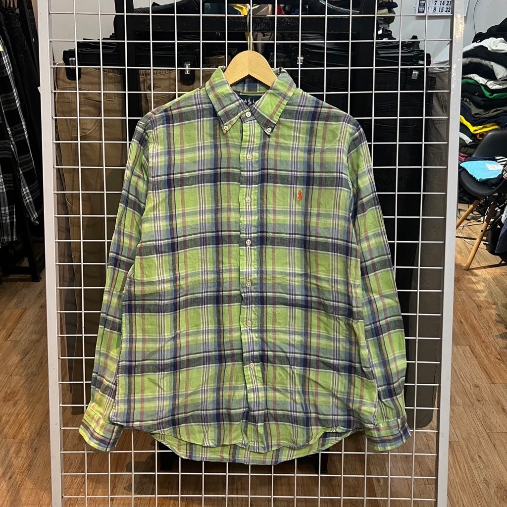 Polo ralph Lauren Linen Plaid Long sleeve Shirt #KM2748