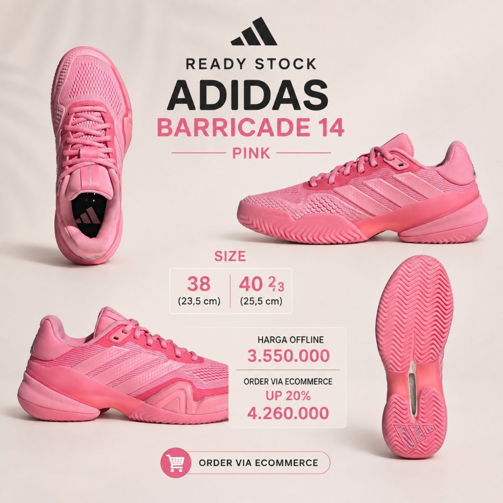 Sepatu Tenis Padel Adidas Barricade Pink Sepatu Tenis Adidas Barricade 14 Pink Adidas Barricade Pink