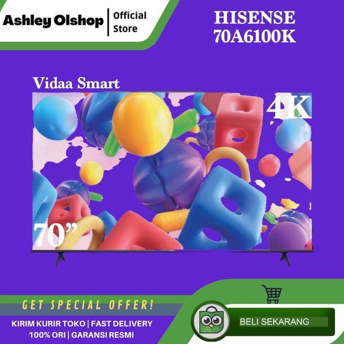 [Ori] Tv Led 70 Inch 4K Uhd Hisense 70A6100K Vidaa Smart Tv 70 Uhd Tv 70A6100