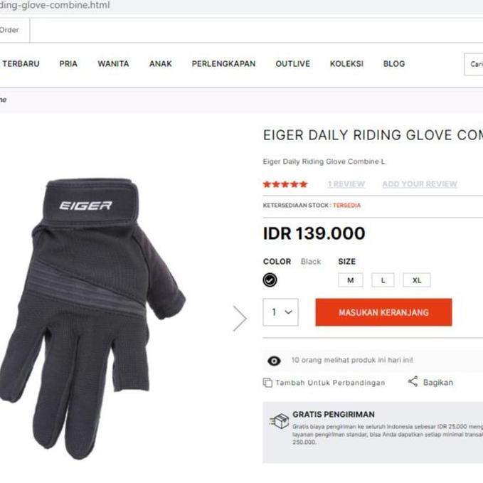 Sarung Tangan EIGER DAILY RIDING GLOVE COMBINE GBR