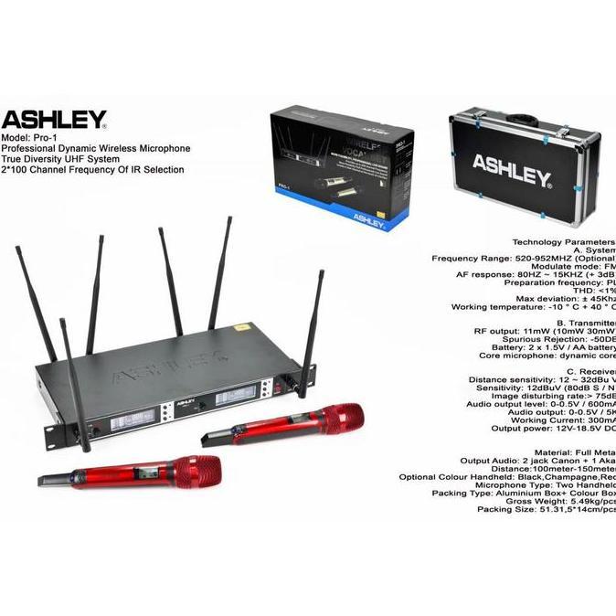 Nada- Mic Wireless Ashley Pro 1 Handheld Pp 6Antena Merah