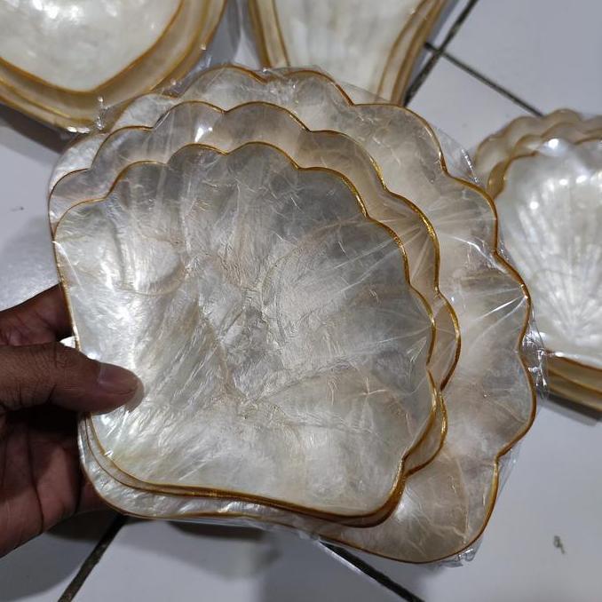 +%+%+%] shell plate set 3 piring kerang putih