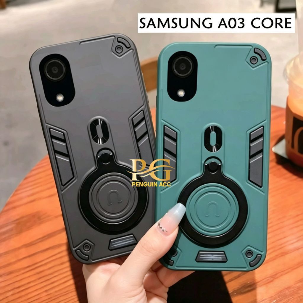 Casing SAMSUNG A03 CORE Hard Case Robot Ring Eye Ring Pro Camera Casing Standing Robot
